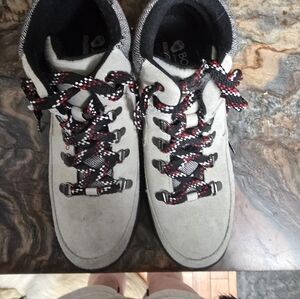 Cream And Black SKETCHERS BOBS Hiking Boots with Red and Black Laces